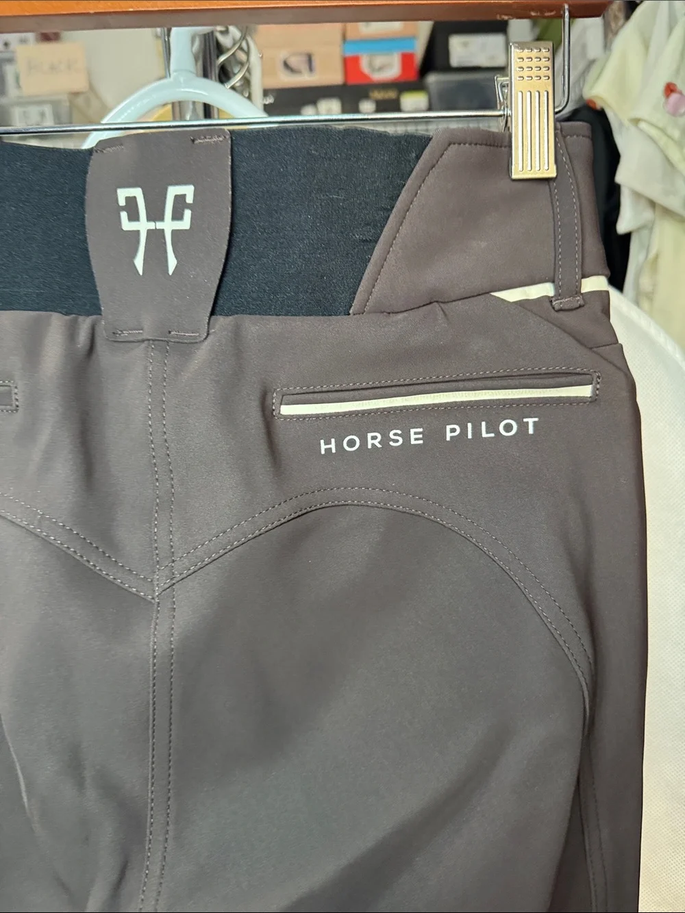 Horse Pilot Brown Women's X-Perform Riding Breeches with Cream Trim - Picture 3 of 6